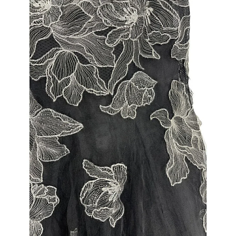 NWT Alberto Makali Strapless Mermaid Gown Dress size 2 Floral Gunmetal Maxi - Picture 2 of 9